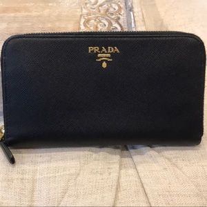 Prada Saffiano Oro Zip-around Wallet